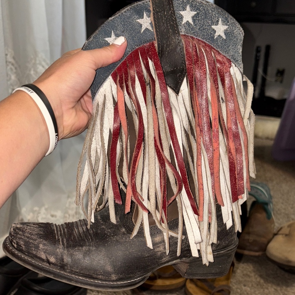 Patriotic Fringe Cowboy Boots